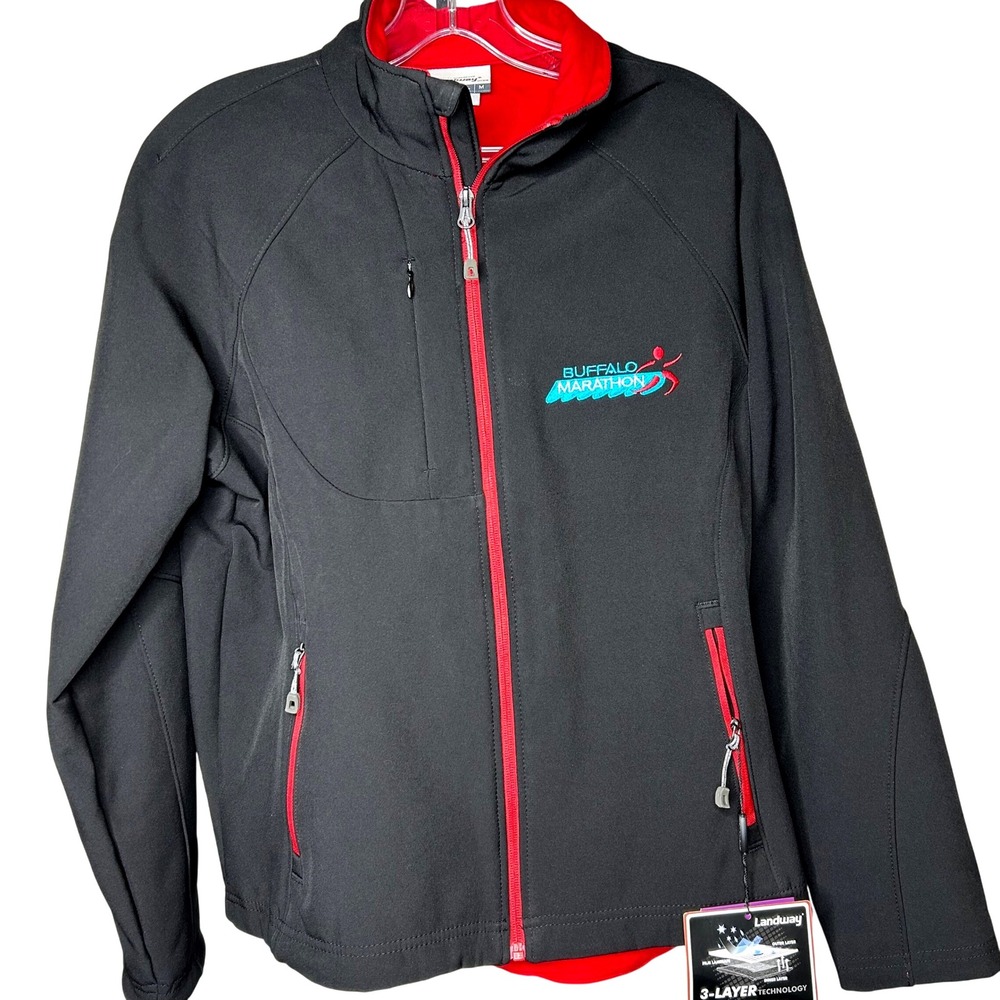 Buffalo Marathon Ladies Landway Jacket Medium NEW Soft shell Black Red 3 Layer‎